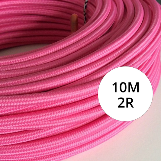 10m 2 core Round Rayon Vintage Braided Fabric Pink Cable Flex 0.75mm~4742