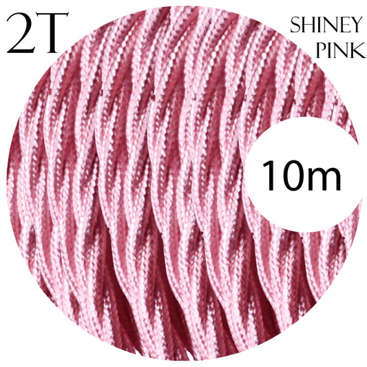 10m 2 Core Twisted Electric Cable Shiny Pink Color Fabric 0.75mm~4778