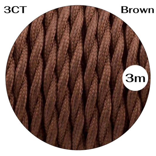 3 Core Twisted Electric Cable Covered Brown Color Fabric Flex 0.75mm~3064