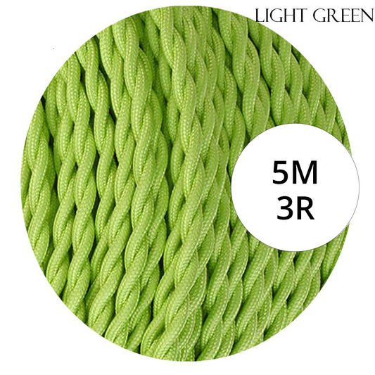 5m 3Core Twisted Electric Cable Covered Light Green Color Fabric 0.75mm~4835