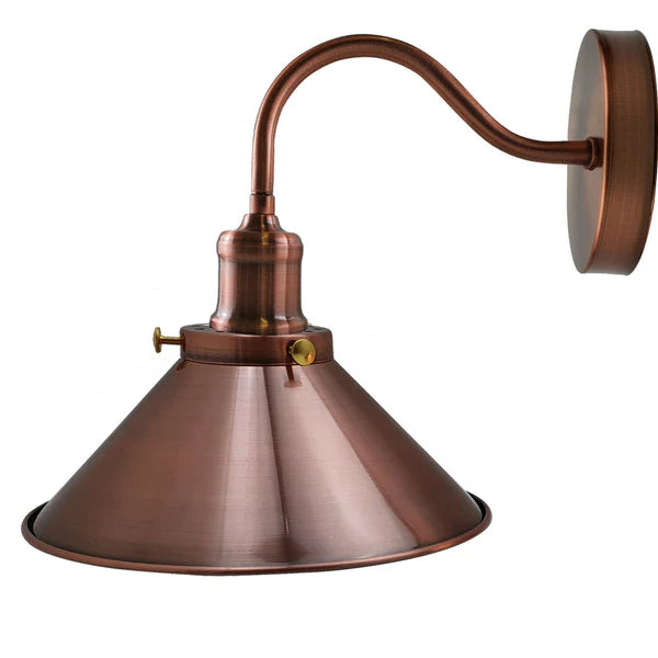 Industrial Swan Neck Wall Sconce Fixed Arm E27 Professional Metal~1196 – Copper / Without Bulb