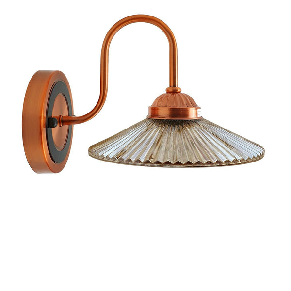Industrial Antique Amber Indoor Glass Shades Wall Light Fixture ~5530 – No
