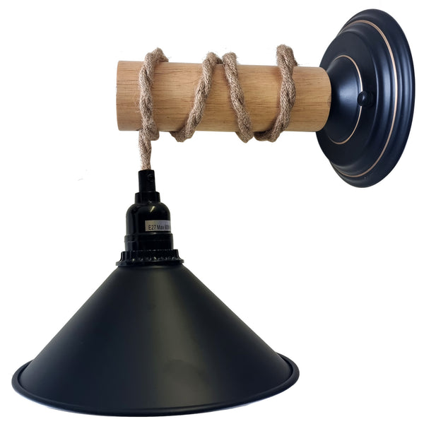 Vintage Metal & Wood Industrial Wall Light E27~3501 – Yes / No