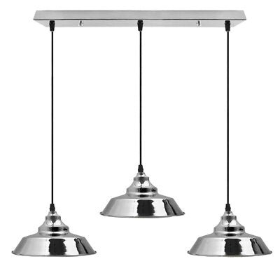 3 Light Industrial Chrome Diner Ceiling Light Easy fit  ~5778 – Rectangle / No