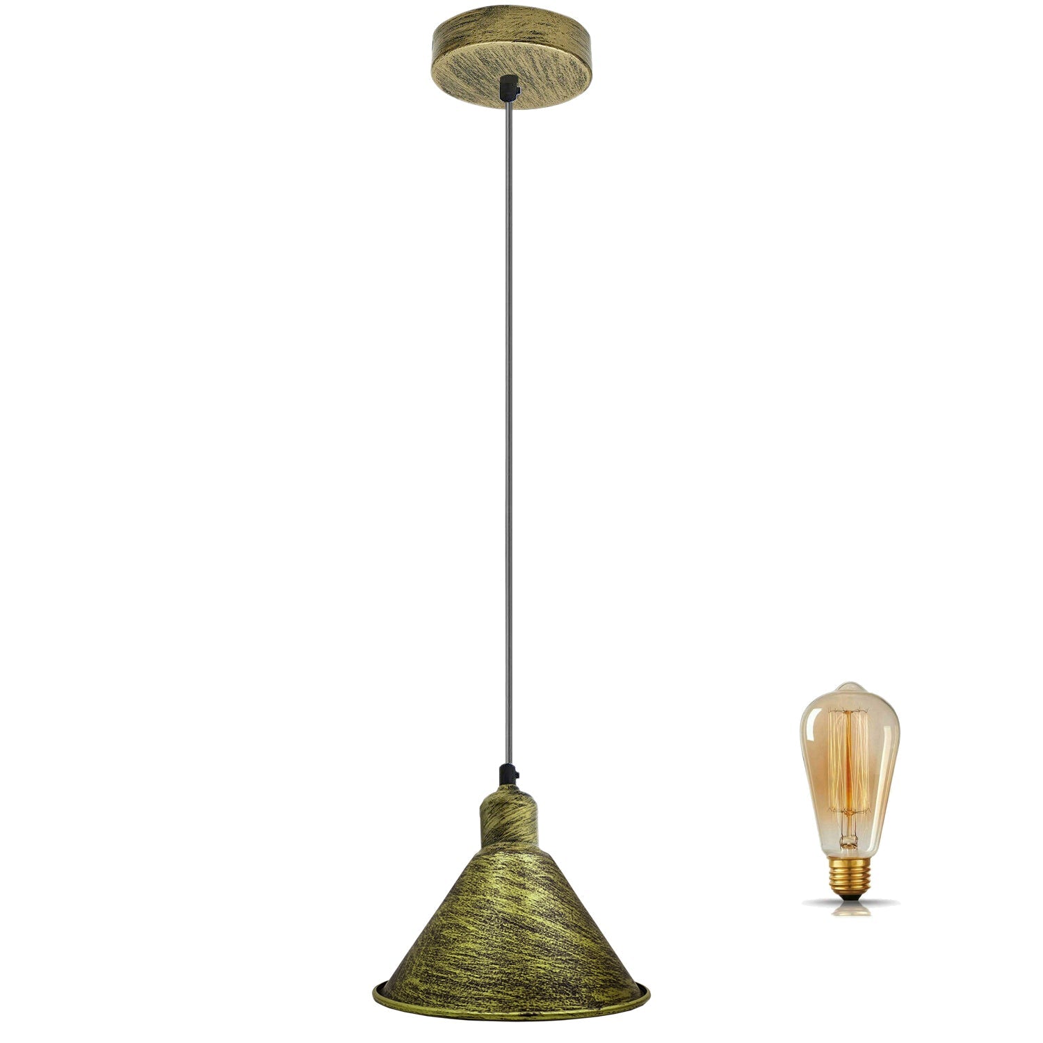 Green pendant light with a vintage-style