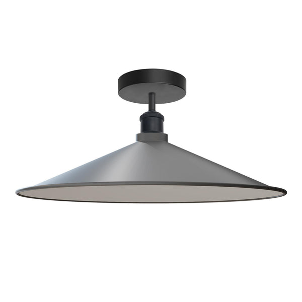 Industrial LED Flush Mount Ceiling Light Fixture ~6449 – Grey / Without bulbs