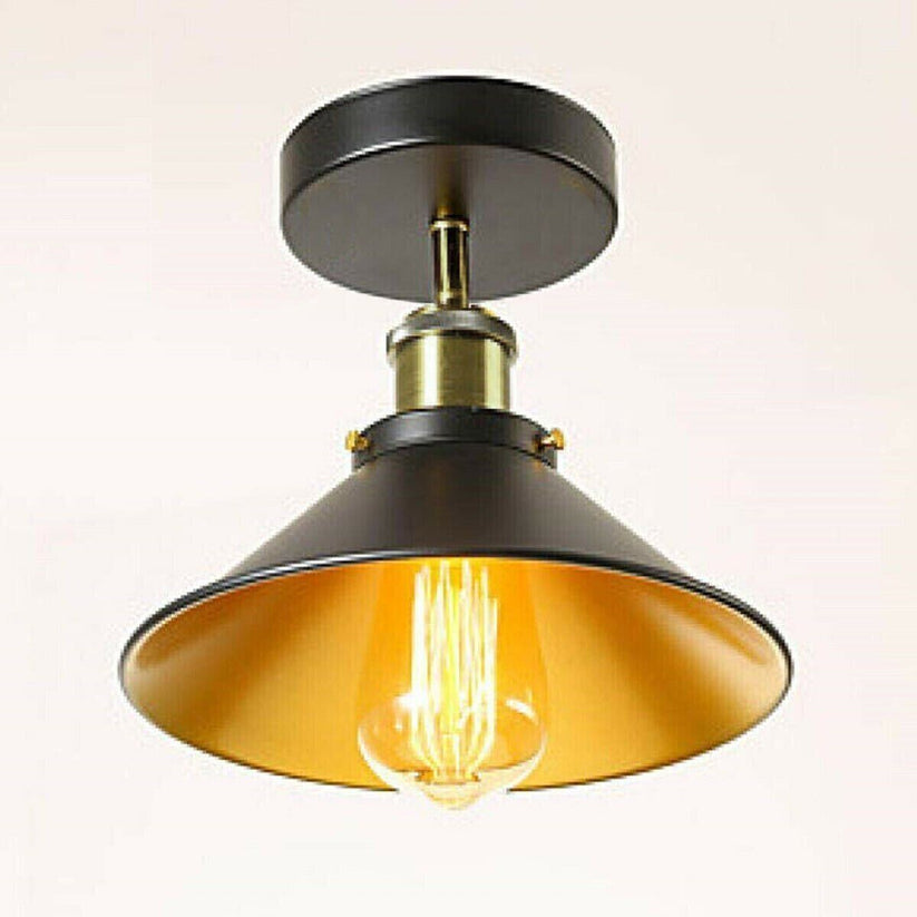 Black cone pendant lamp shade with gold inner finish