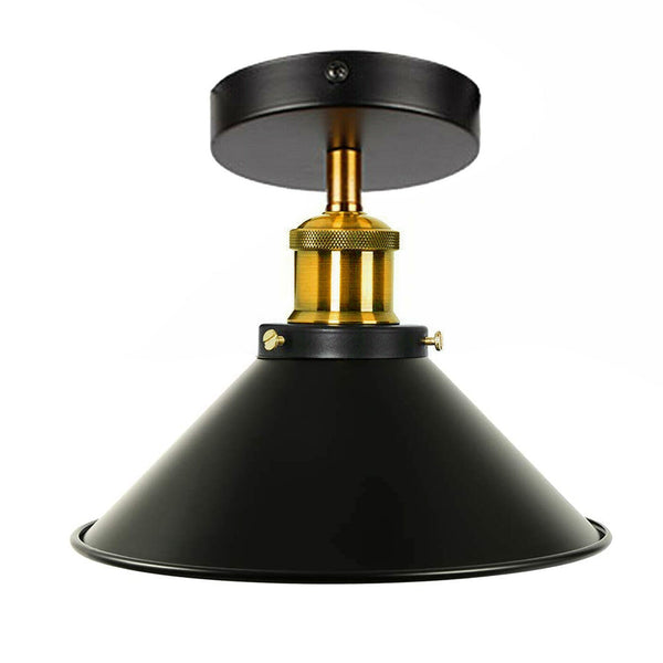 Zwarte en gouden plafondlamp met inbouwkap~2144 – Zwart Binnen Goud / Nee