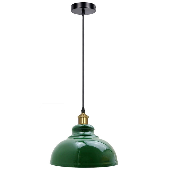 Industrial Dome Pendant Light - E27 Base ~5298 – Green / No