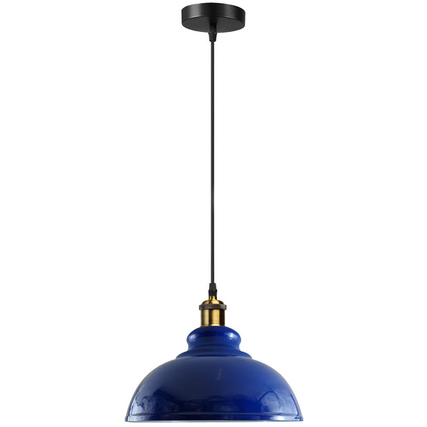 Industrial Dome Pendant Light - E27 Base ~5298 – Navy Blue / No