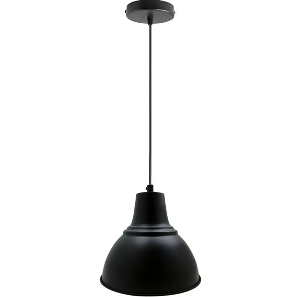 Industrial Retro Barn Metal Pendant Light E27 Adjustable ~ 5711 – Black / No