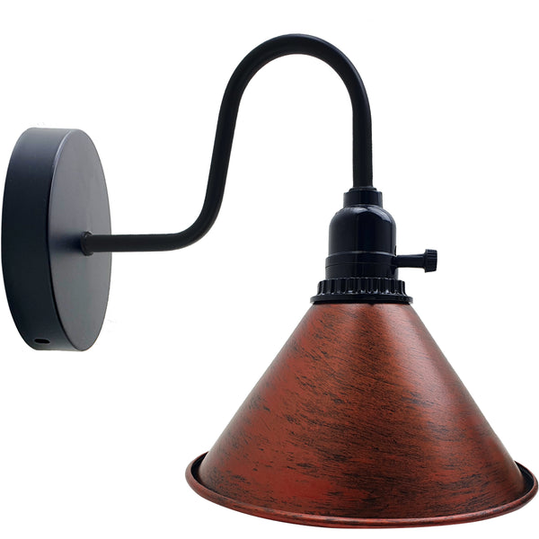 Cone Shape Wall sconce With Switch~2523 – Rustic Red