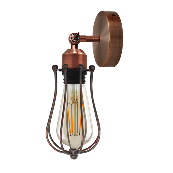 Industrial Wall Lights with Cage Shade Retro Wall Lamp ~2839 – Copper / Yes