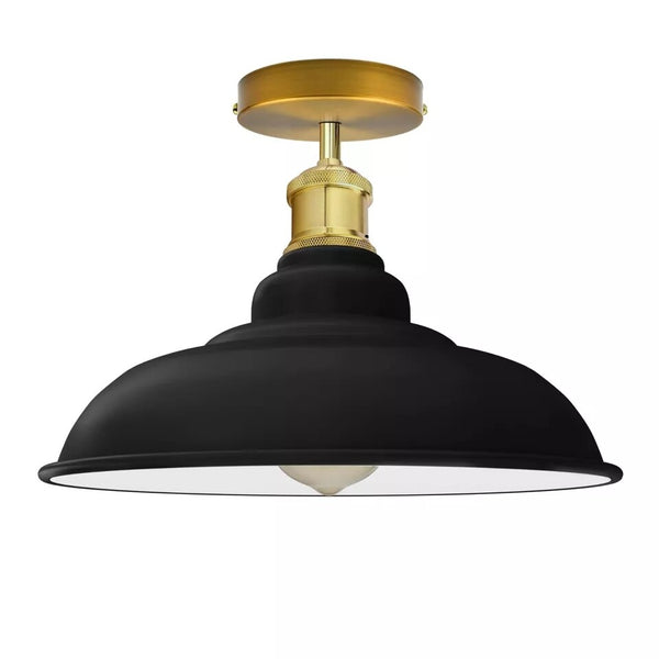 Industriële vintage retro plafondlamp met glanzende kap in zwart E27 UK~3769 – Ja