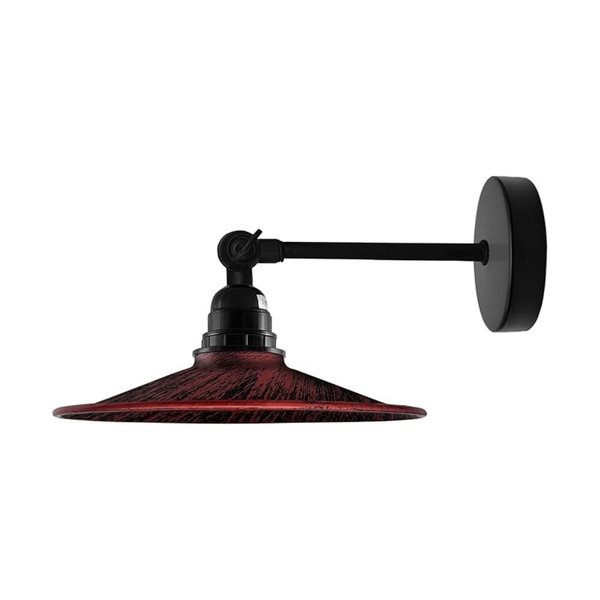 Metal Flat Shade Vintage Wall Sconce Wall Light Fixtures ~6136 – Rustic Red / No