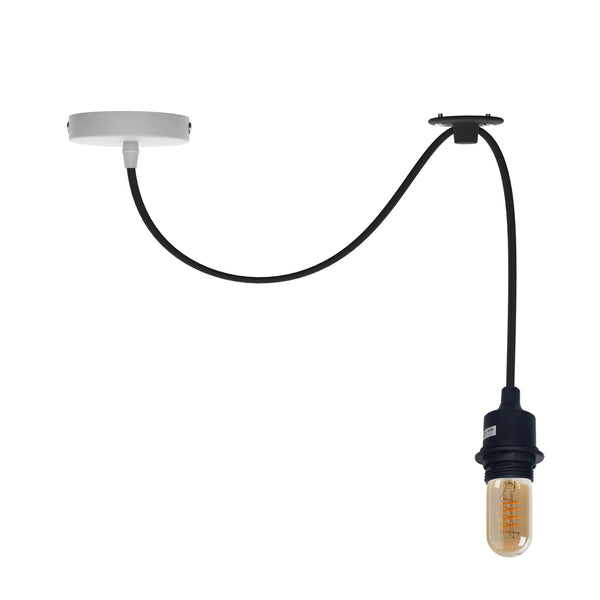 Lámpara colgante de techo individual Swag Hanging Light ~5340 – Negro / Con bombilla