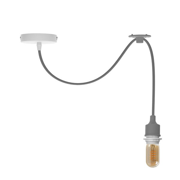 Lámpara colgante de techo individual Swag Hanging Light ~5340 – Gris / Con bombilla