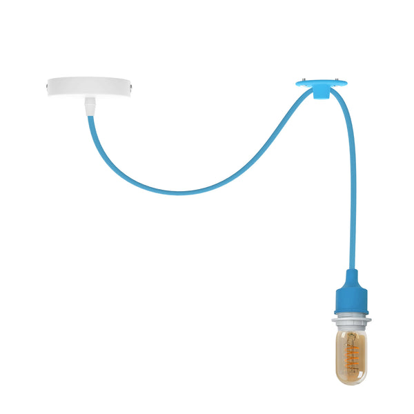 Lámpara colgante de techo individual Swag Hanging Light ~5340 – Azul claro / Con bombilla