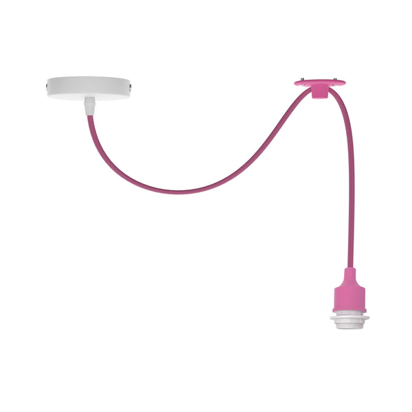 Lámpara colgante de techo individual Swag Hanging Light ~5340 – Rosa / Sin bombilla