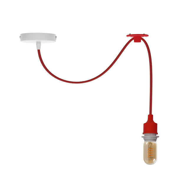 Lámpara colgante de techo individual Swag Hanging Light ~5340 – Rojo / Con bombilla