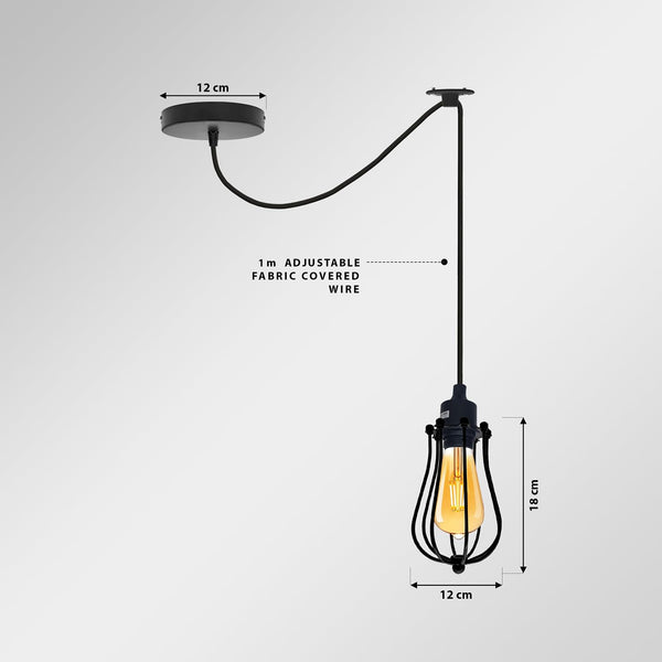 Black 2m Pendant Light Cage Retro Industrial Ceiling Light Spider Lamp~1187 – One / No