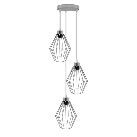 3-Light Cluster Pendant Light Black Cage Lighting fixture~ 5116