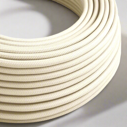 2 Core Round 0.75mm Vintage Braided Cream Fabric Covered lamp cord~3031