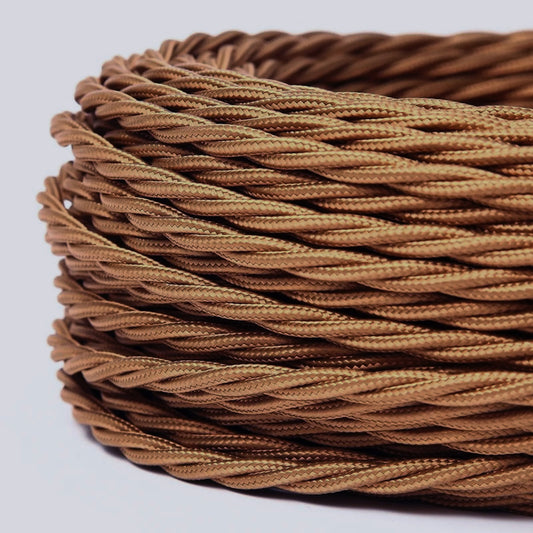 10m 2 Core Brown Fabric Twisted Electric Cable~4770