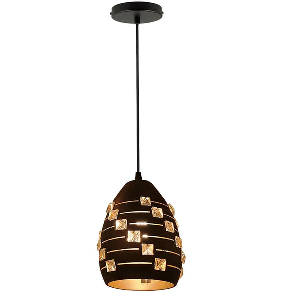 LEDSone Modern Crystal Pendant Light Metal Black LED Ceiling Light ~5521 – Yes
