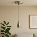 1m satin nickel round Cable Pendant Light E27   Holder~3598