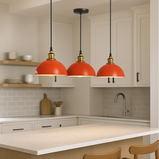 Vintage moderne oranje metalen plafondlamp met kap, binnenlamp met 95 cm verstelbare draad ~ 1271