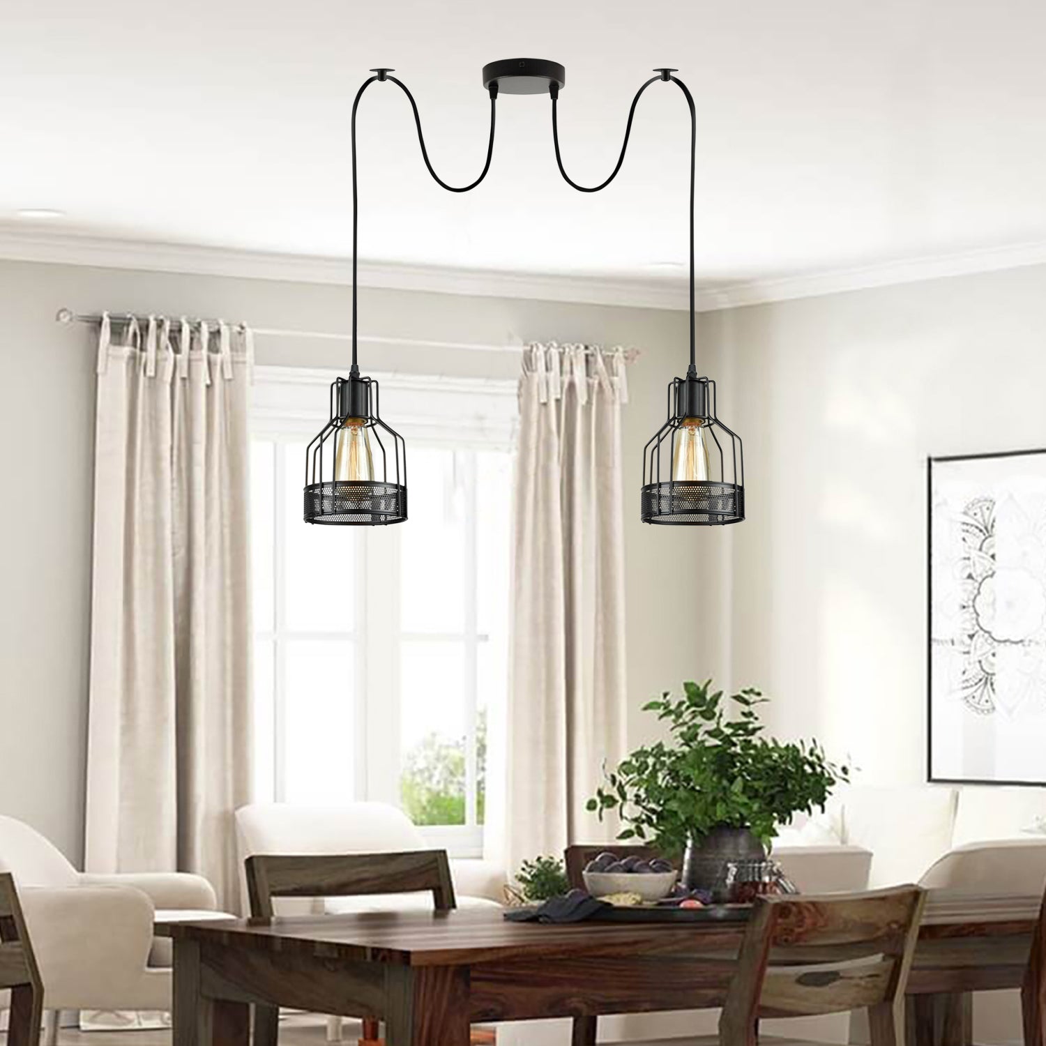 Lifestyle Kitchen | Spider pendant light over kitchen island – industrial dining lighting UK