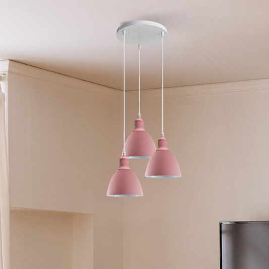 Industrial Modern Retro 3-way cluster Pink Ceiling Pendant Light with E27 Base~3906