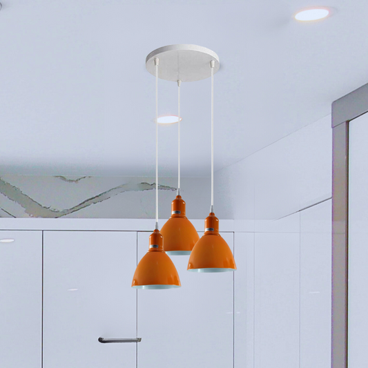 Industrial Modern Retro 3-way cluster Orange Ceiling Pendant Light with E27 Base~3905