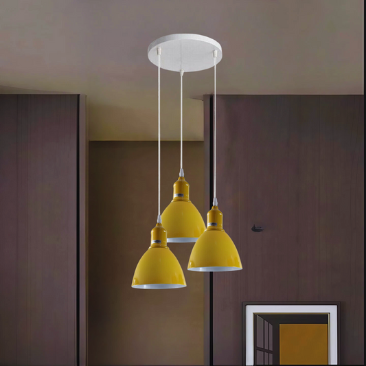 Industrial Modern Retro 3-way cluster Yellow Ceiling Pendant Light with E27 Base~3903