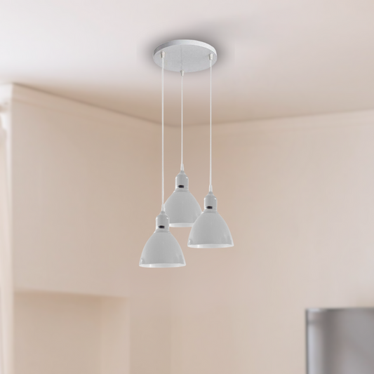 Modern 3-light cluster pendant with white shades