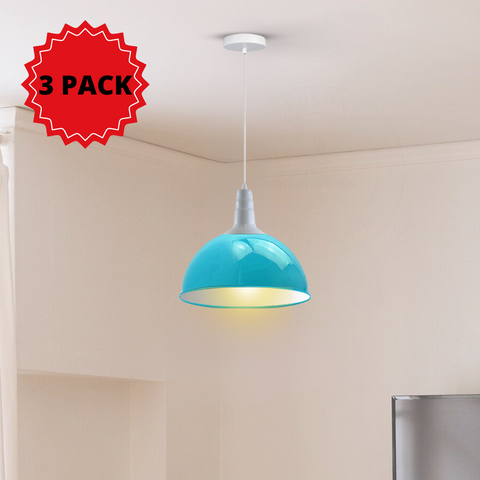 3 Pack Blue Dome Pendant Ceiling Light on Bar~3565