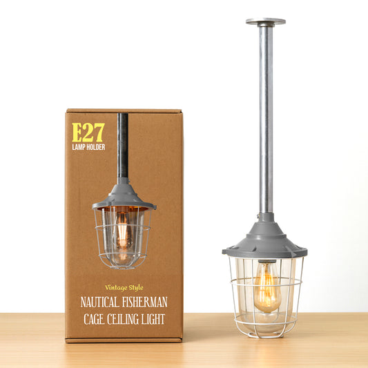 3/4 Entry Lantern Caged Steampunk Pipe Conduit Pendant Light Kit ~6102