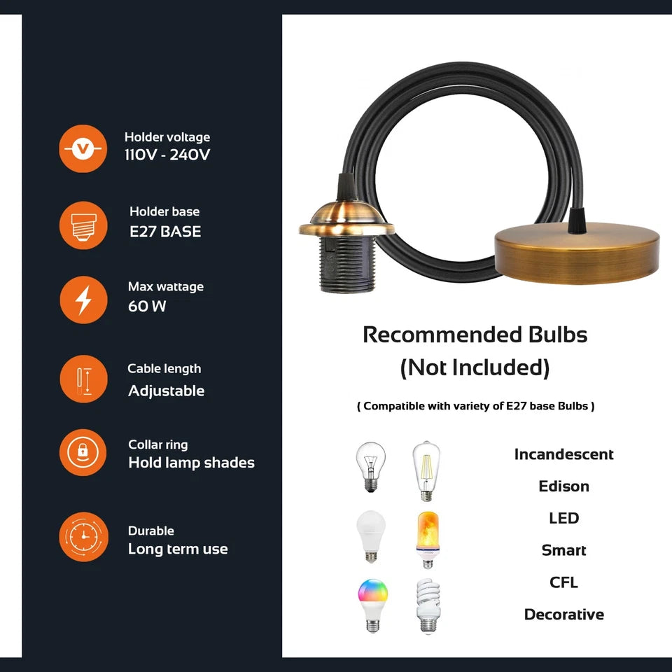 copper pendant light E27 ceiling rose PVC light fitting pendant light kit copper light fixture single bulb pendant kitchen lights kitchen ceiling lighting hanging lights industrial lighting ceiling industrial lamp kitchen lamp hanging light pool table lights dining room lighting ceiling industrial table lamp hanging lights for kitchen ceiling light fixture black light pendant