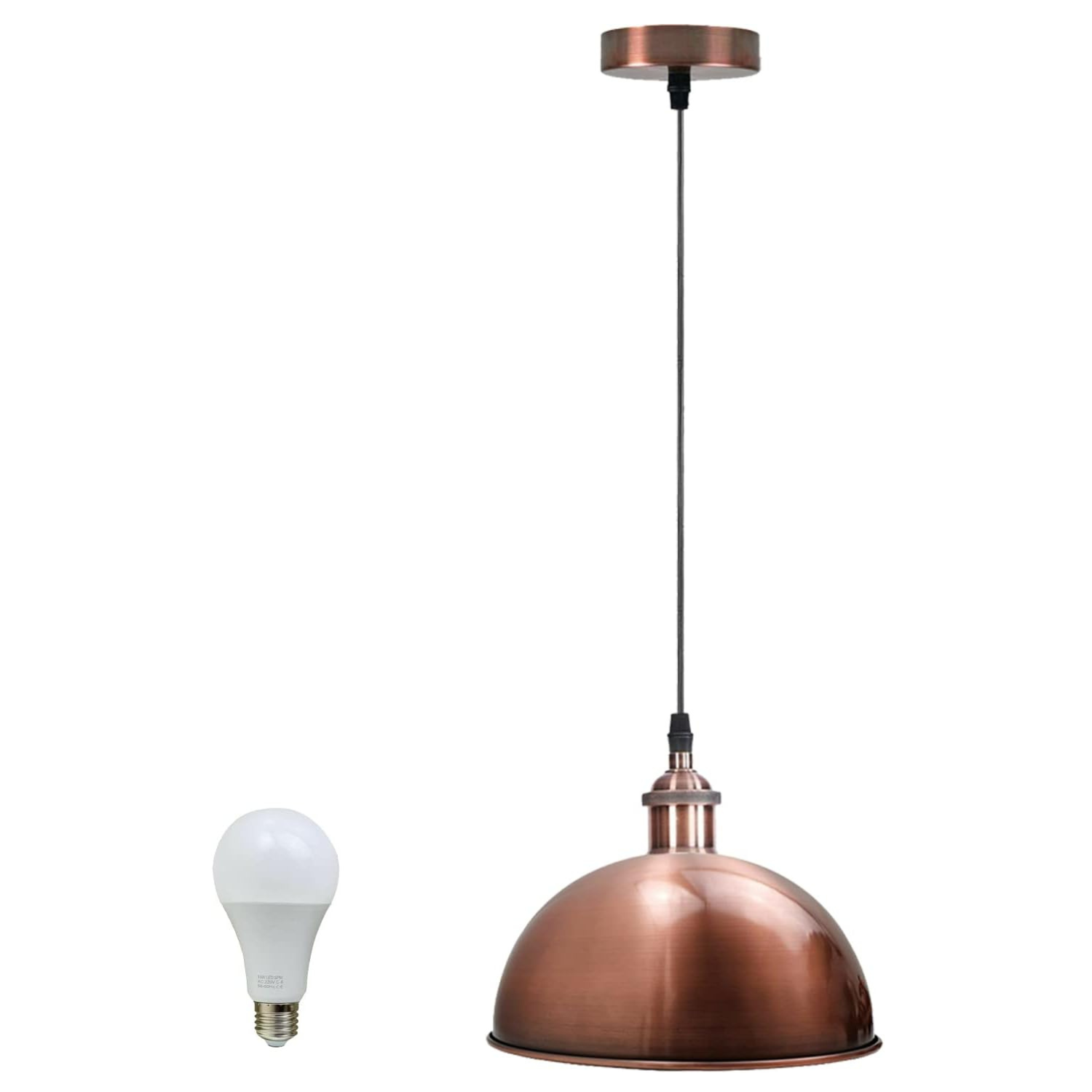 copper metallic pendant lamp Copper alloy indoor hanging lamp Stylish copper dome ceiling fixture Modern copper pendant chandelier Ceiling-mounted copper pendant light