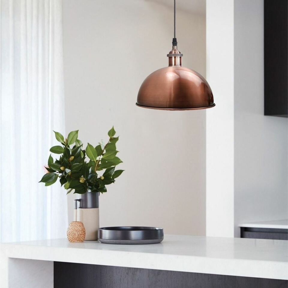 copper metallic pendant lamp Copper alloy indoor hanging lamp Stylish copper dome ceiling fixture Modern copper pendant chandelier Ceiling-mounted copper pendant light