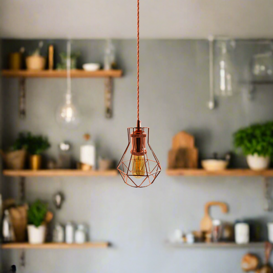 Lámpara industrial vintage, estilo retro, con casquillo E27, color oro rosa ~2131