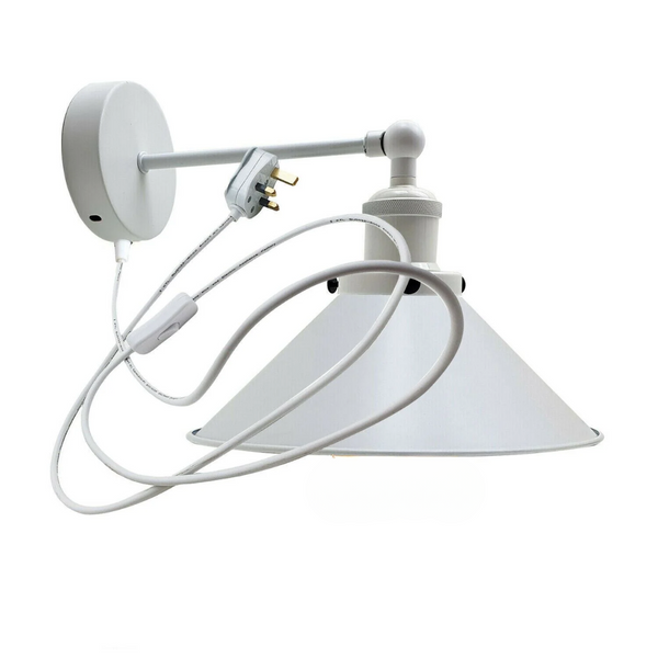 Nordic Plug In Wall Light Sconce With Shade And Dimmer Switch E27 ~1279 – With Plug in Lamp / Without Bulb