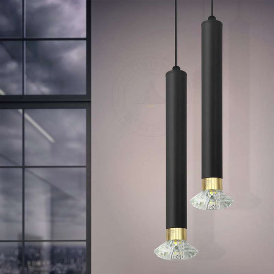 Modern Cylinder Black Long Tube Pendant Lights for Kitchen Island, Bar, Cafe-App 3