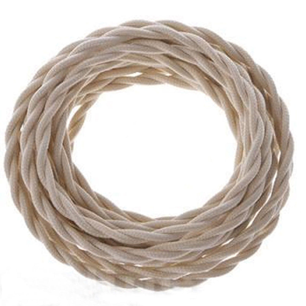 5m Cream Twisted Vintage fabric Cable Flex 0.75mm 3 Core~4820