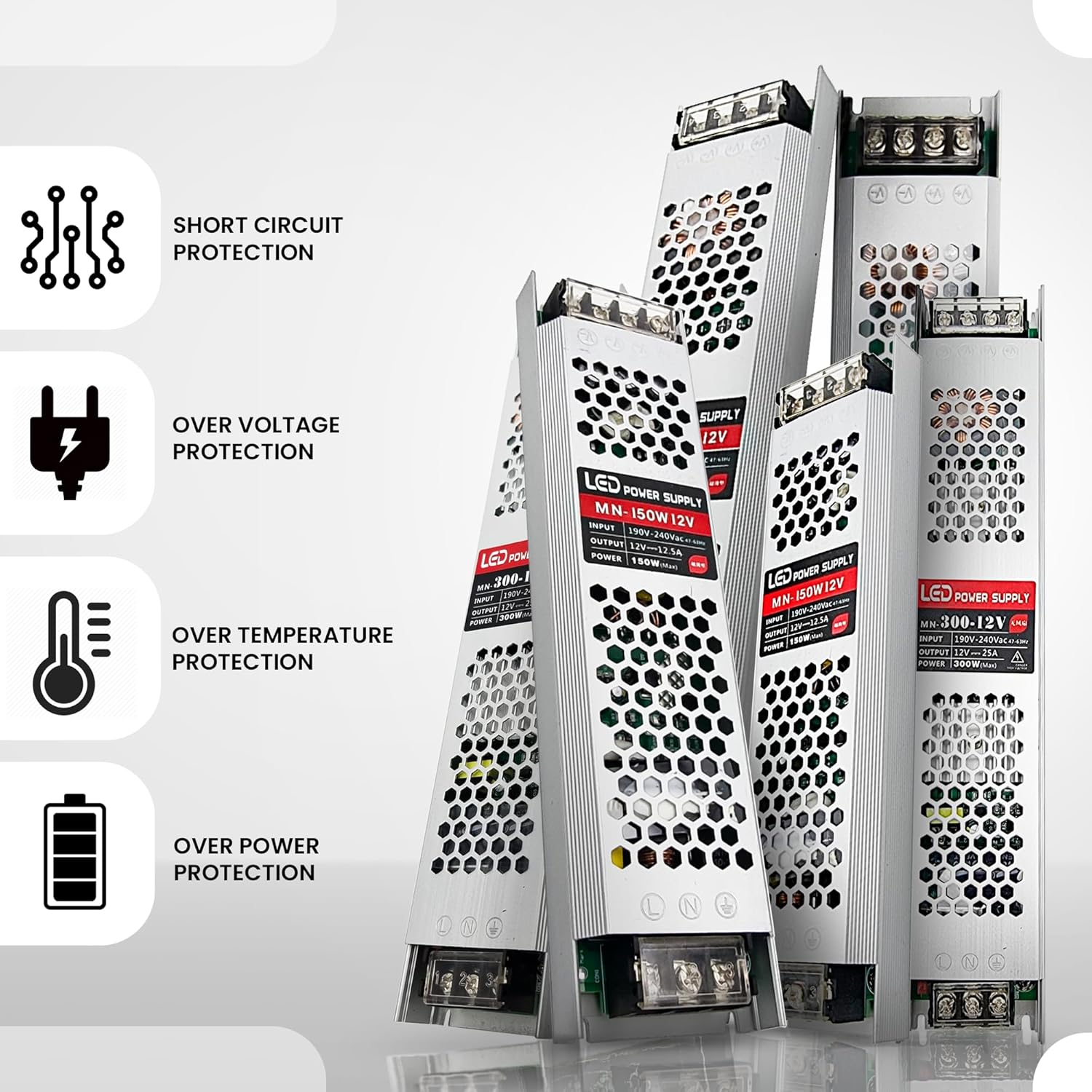 DC 12V power supply slim LED driver IP20 transformer 60-300W power supply constant voltage transformer