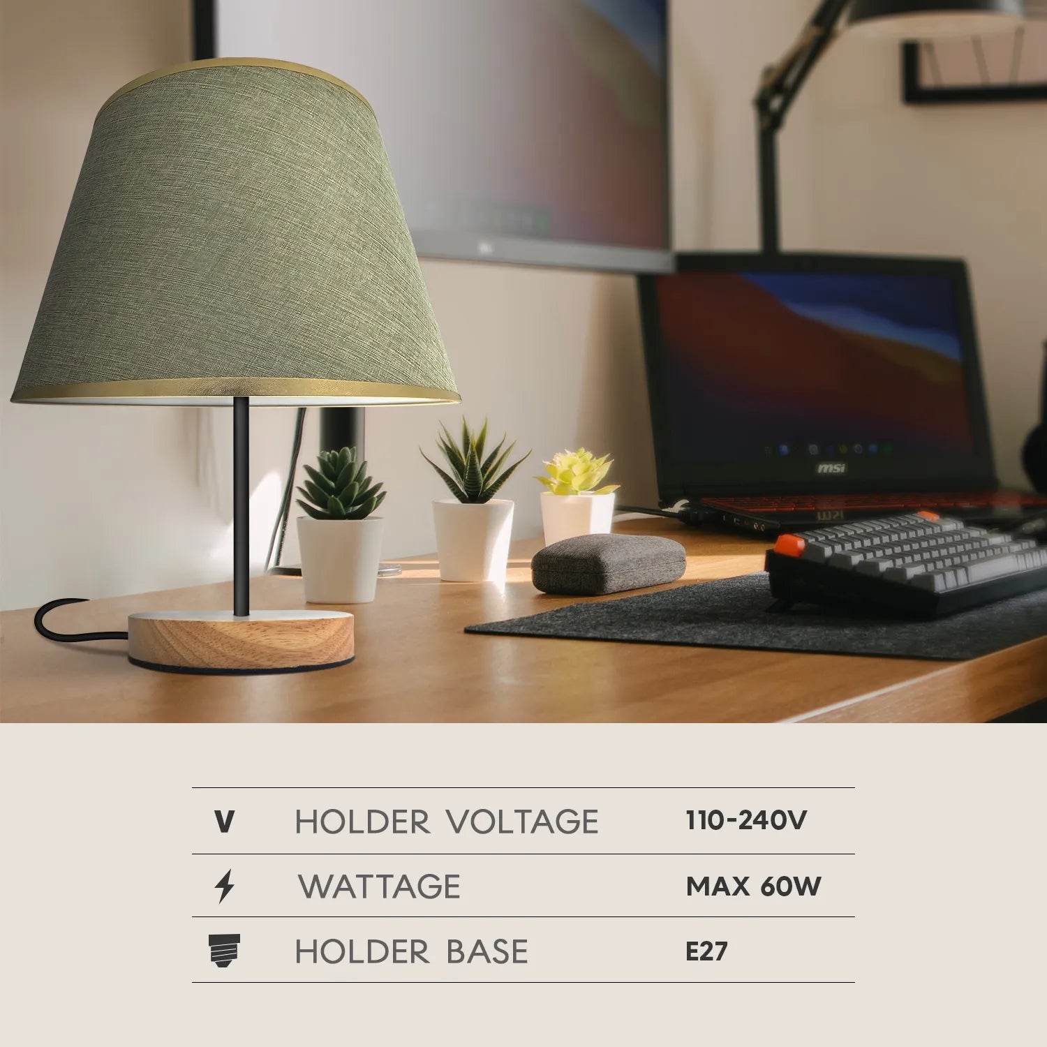 Modern Coolie Shape Fabric Bedside Table Lamp~5094