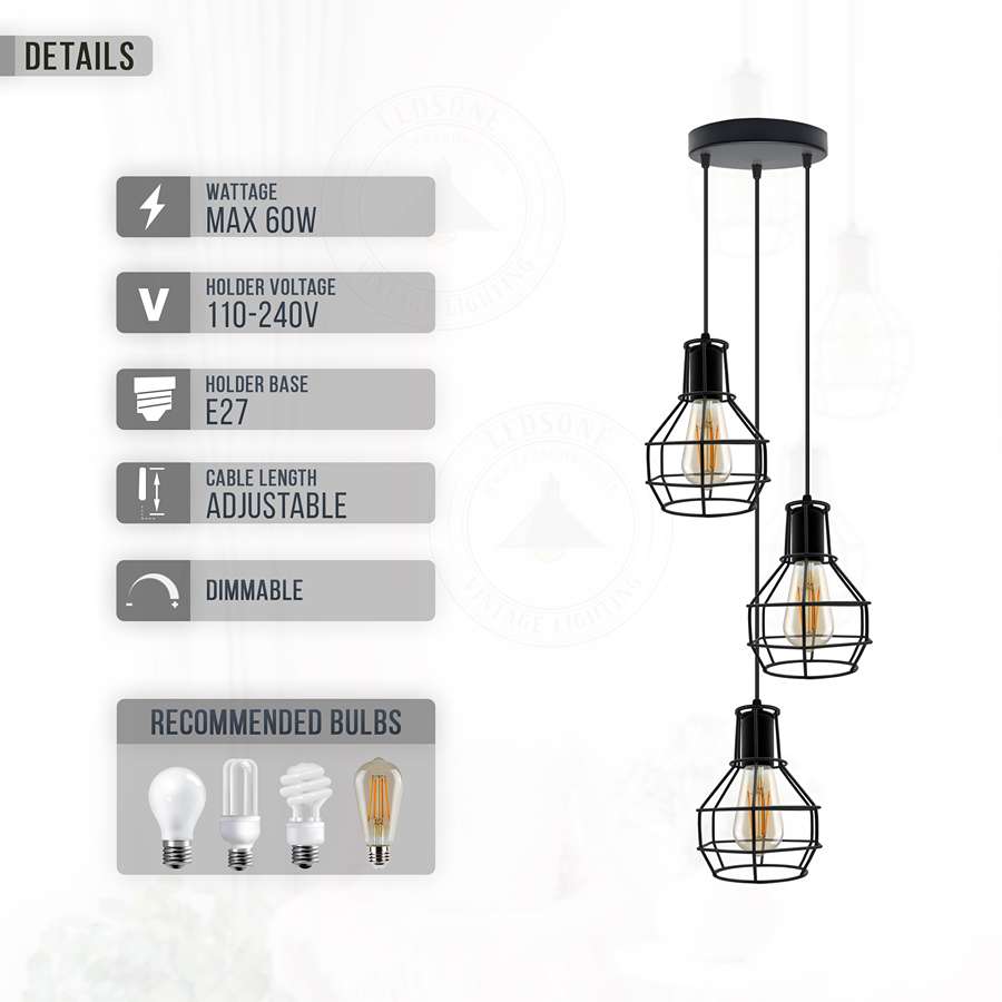 3 light ceiling pendant lights