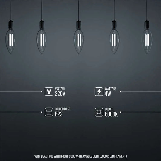 LED Filament Candle B22 Edison Screw LED Bulbs ~5040