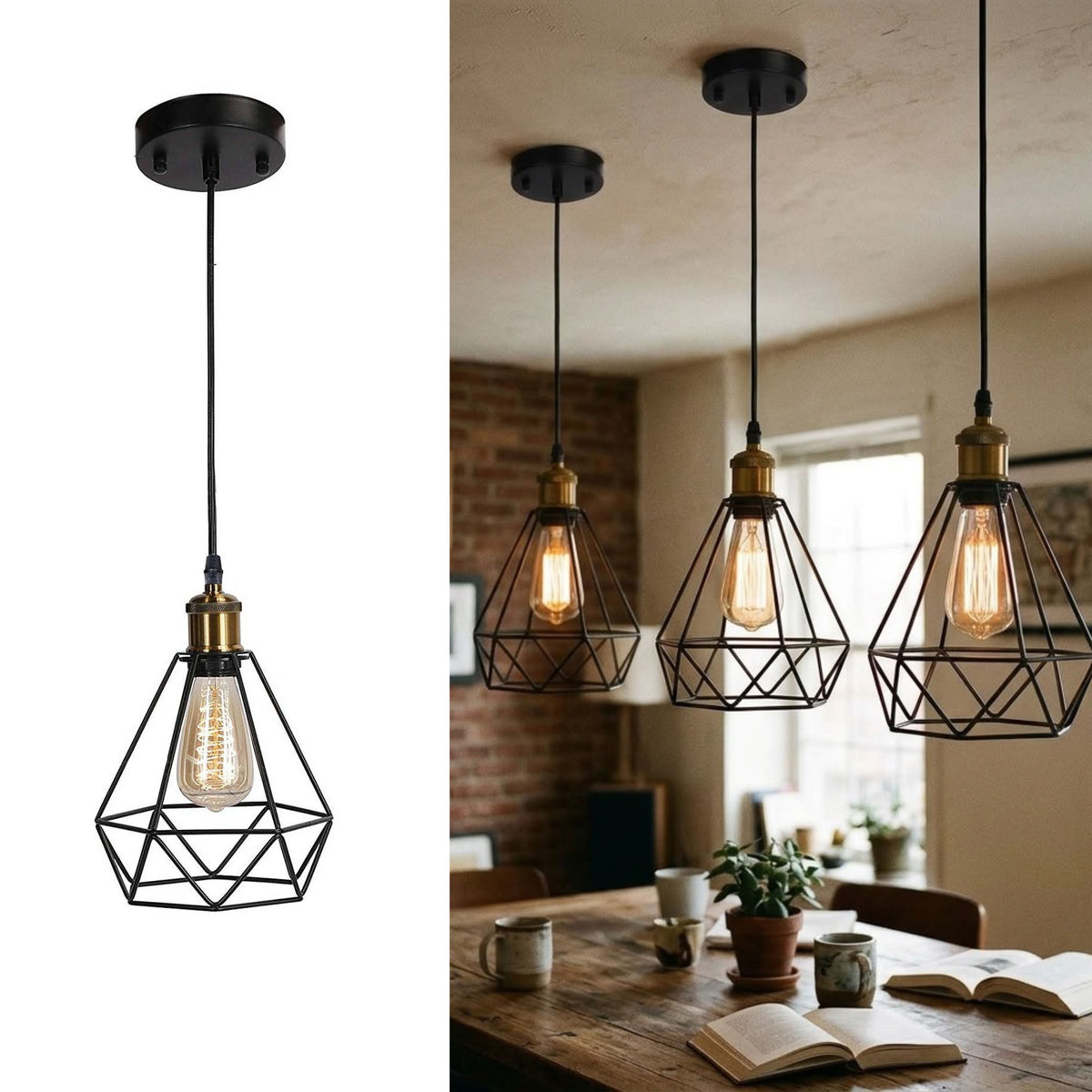 Diamond Cage Pendant Light Ceiling Hanging Light Fixture